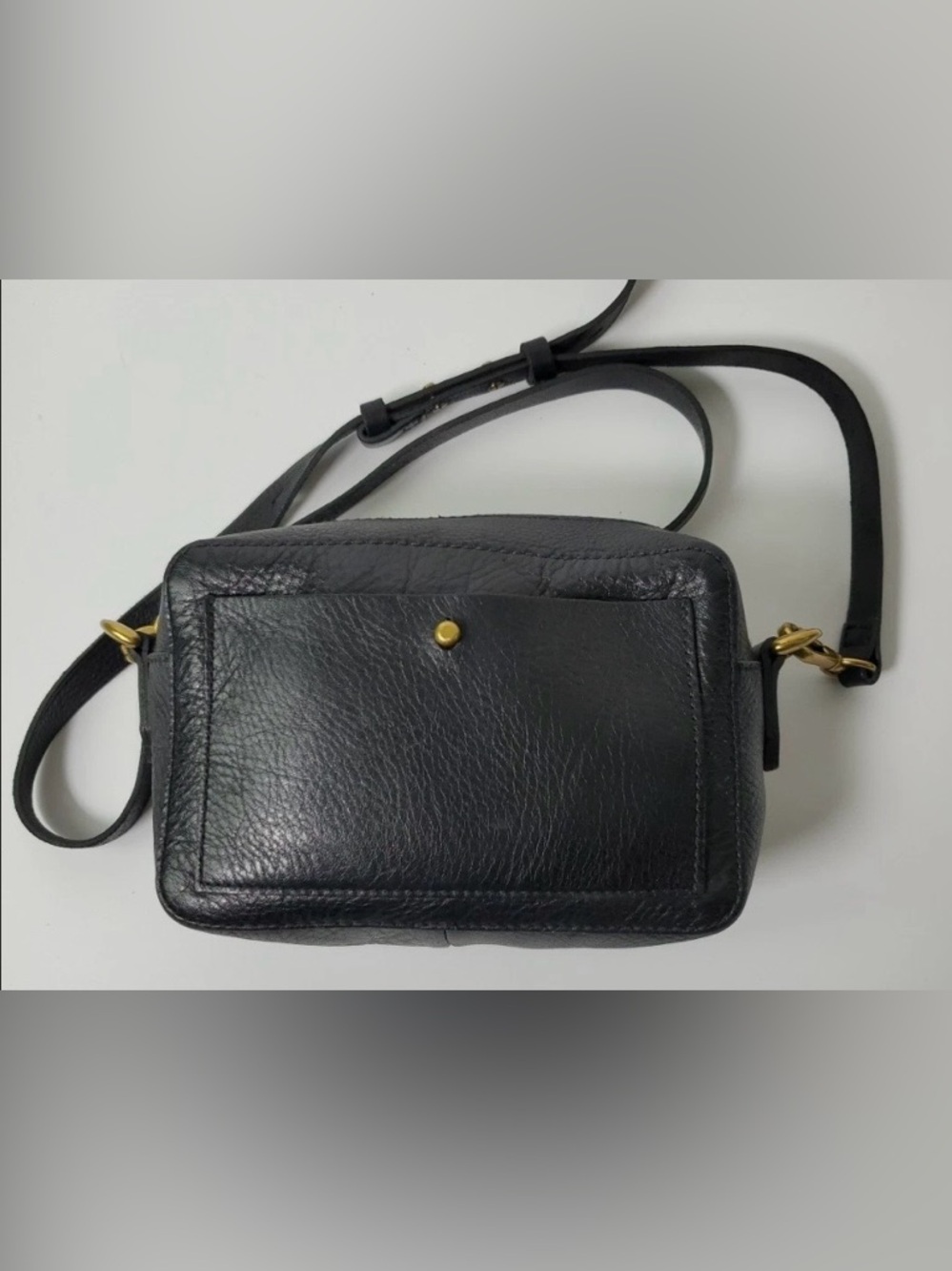 Madewell Black leather transport camera in Small